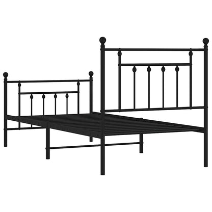 vidaXL Bed Frame | Black | Steel | Single | Bed Frame | Rectangular | Industrial