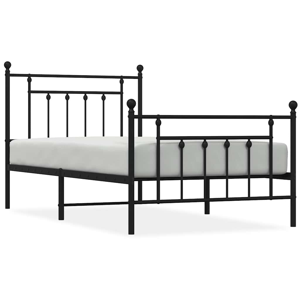 vidaXL Bed Frame | Black | Powder-coated steel | Single | Industrial | Bed Frame