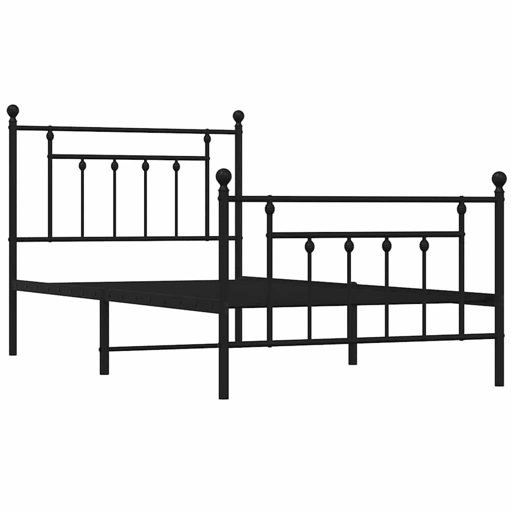 vidaXL Bed Frame | Black | Powder-coated steel | Single | Industrial | Bed Frame