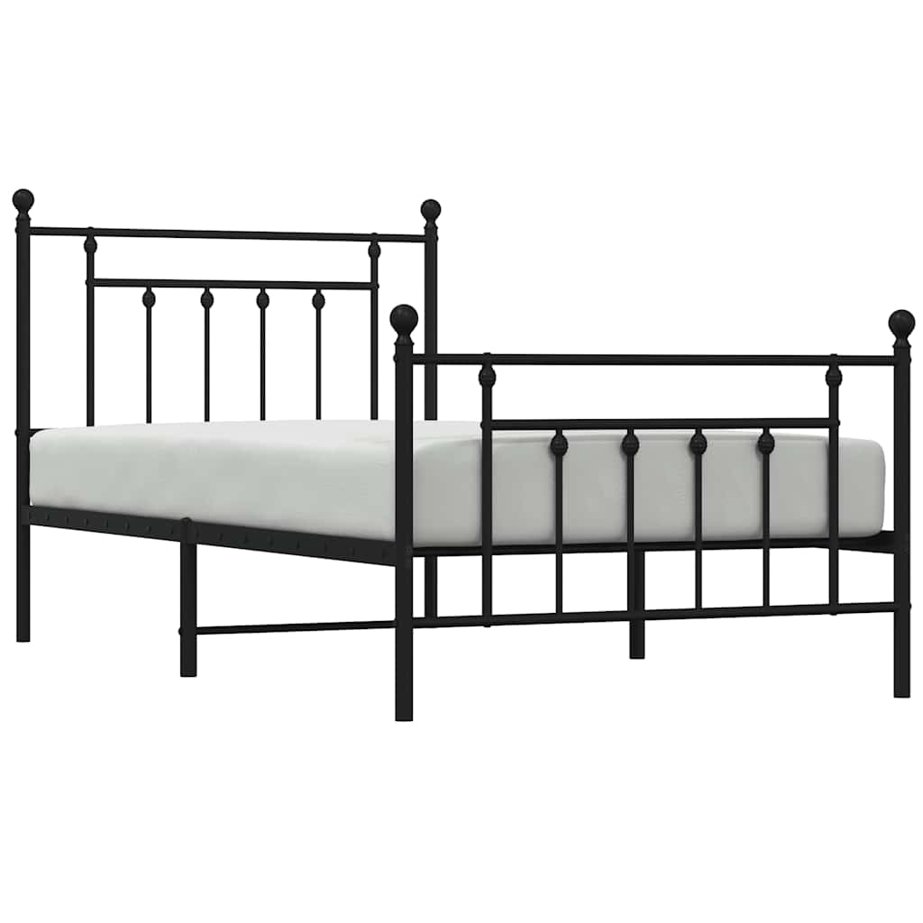 vidaXL Bed Frame | Black | Powder-coated steel | Single | Industrial | Bed Frame