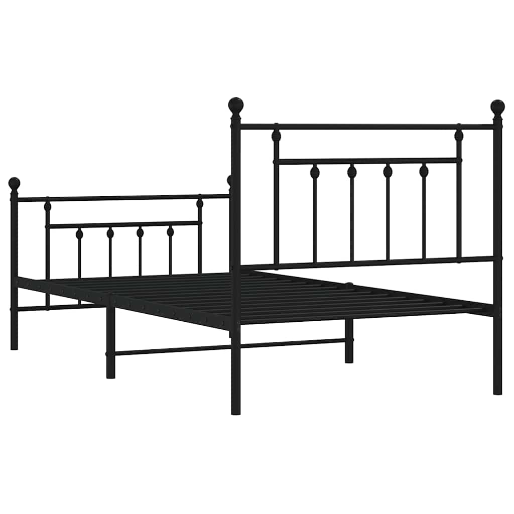 vidaXL Bed Frame | Black | Powder-coated steel | Single | Industrial | Bed Frame