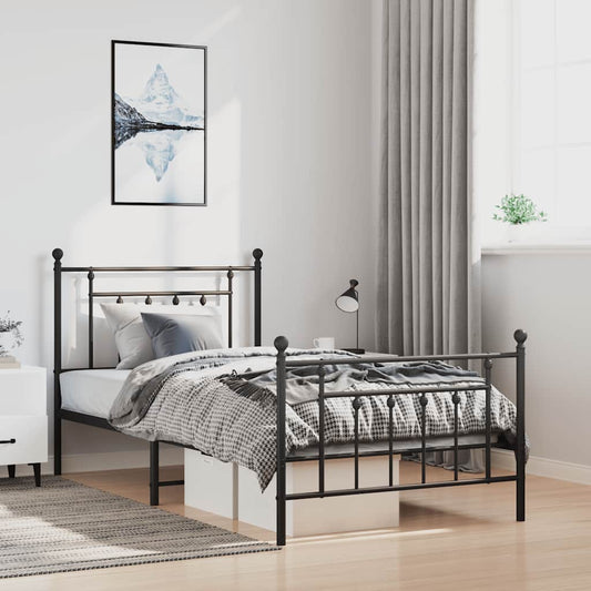 vidaXL Bed Frame | Black | Powder-coated steel | Single | Industrial | Bed Frame
