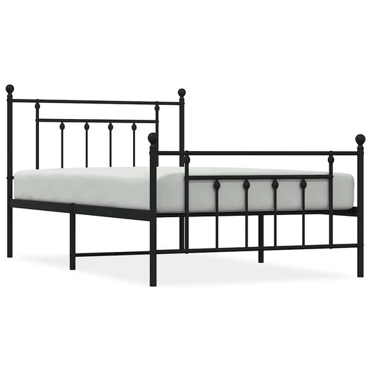 vidaXL Bed Frame | Black | Steel | Single | Industrial | Bed Frame | Rectangular