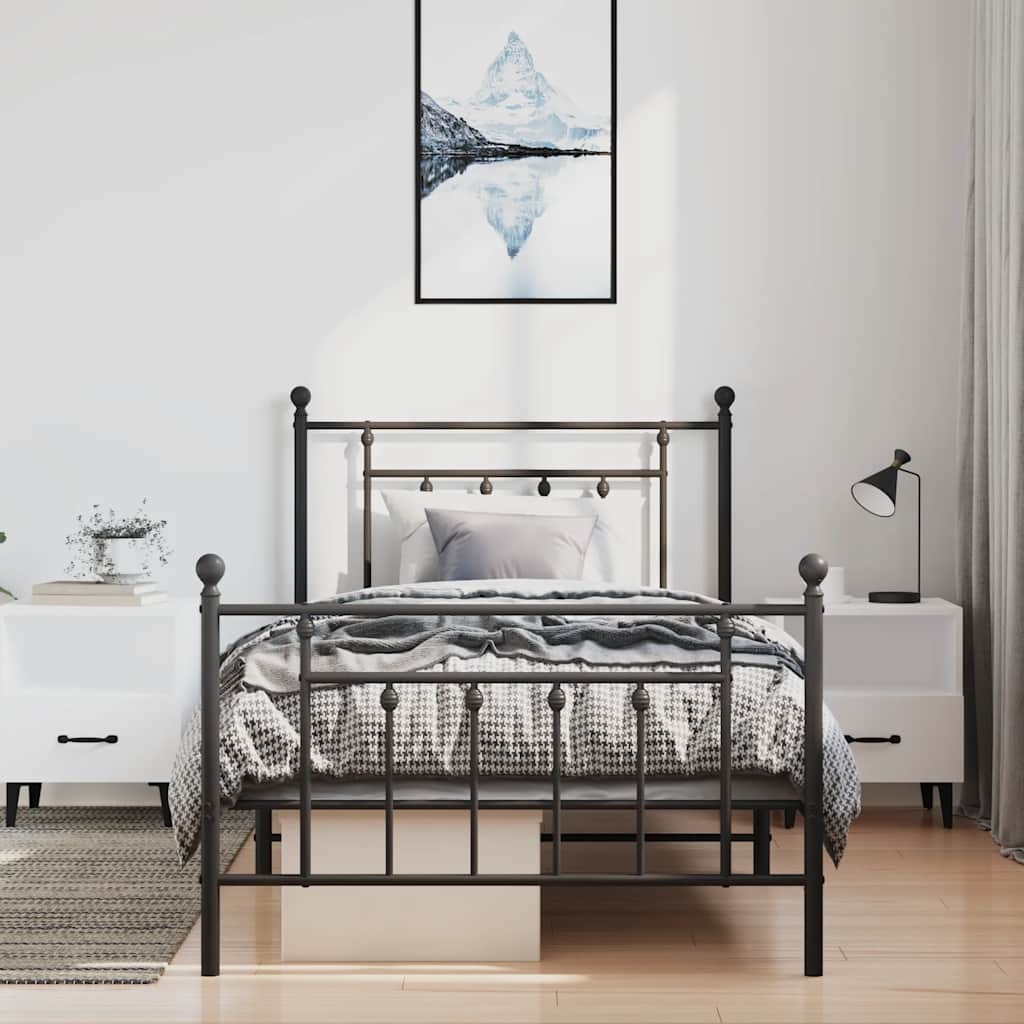 vidaXL Bed Frame | Black | Steel | Single | Industrial | Bed Frame | Rectangular
