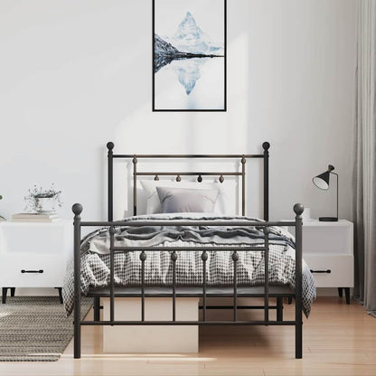 vidaXL Bed Frame | Black | Steel | Single | Industrial | Bed Frame | Rectangular
