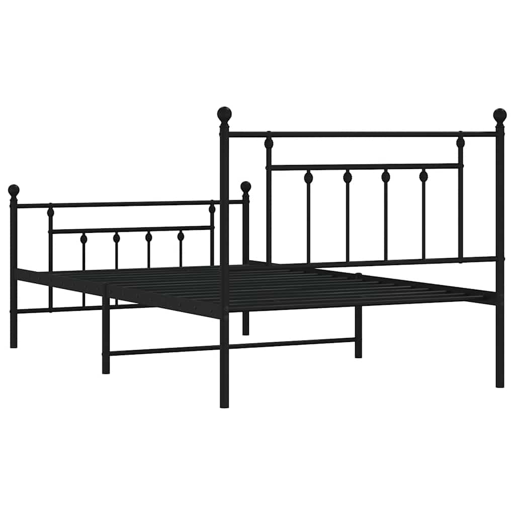 vidaXL Bed Frame | Black | Steel | Single | Industrial | Bed Frame | Rectangular