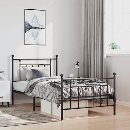 vidaXL Bed Frame | Black | Steel | Single | Industrial | Bed Frame | Rectangular