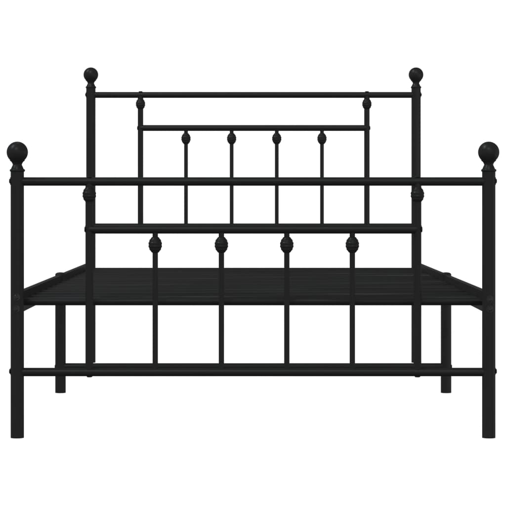vidaXL Metal Bed Frame without Mattress with Footboard Black 107x203cm