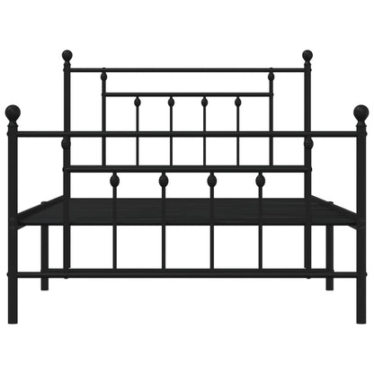 vidaXL Metal Bed Frame without Mattress with Footboard Black 107x203cm