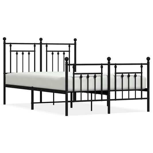 vidaXL Bed Frame | Black | Powder-Coated Steel | Small Double | Metal Bed Frame