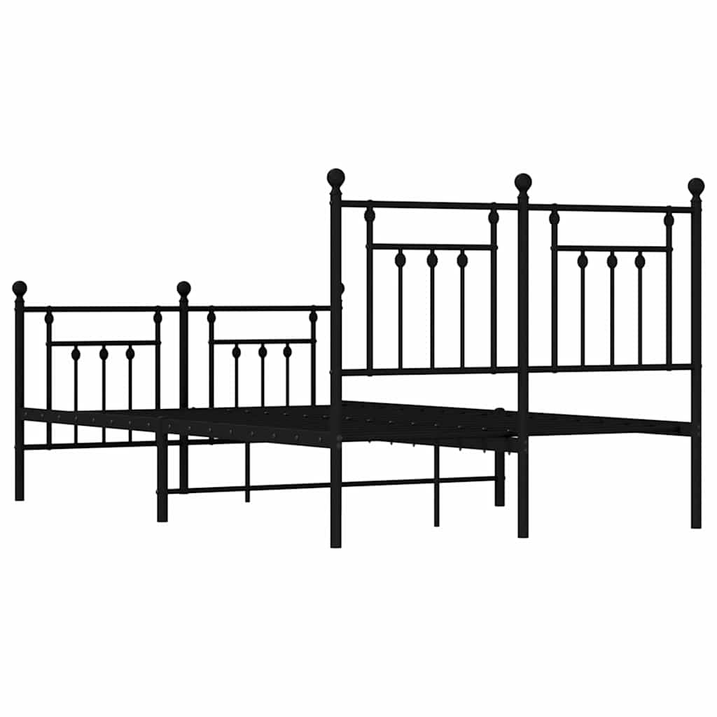 vidaXL Bed Frame | Black | Powder-Coated Steel | Small Double | Metal Bed Frame