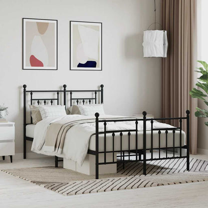 vidaXL Bed Frame | Black | Powder-Coated Steel | Small Double | Metal Bed Frame