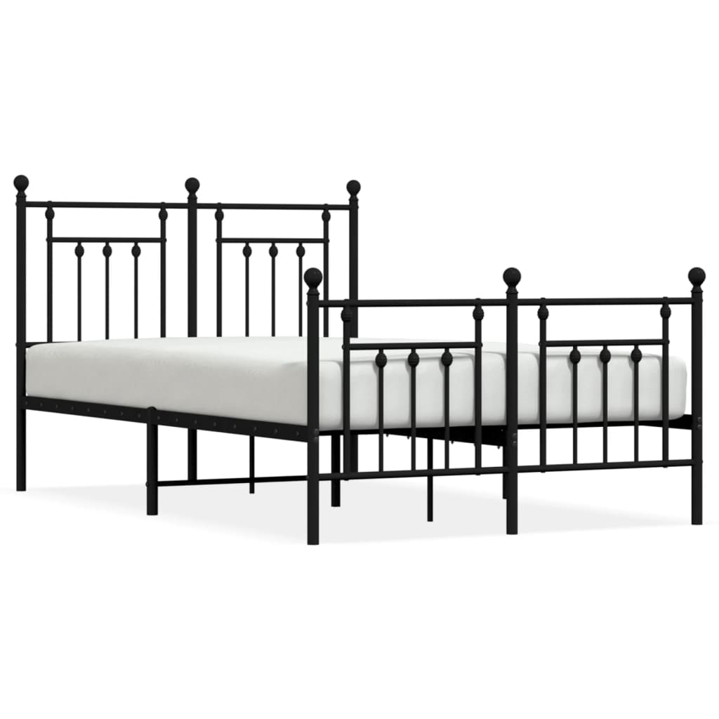vidaXL Bed Frame | Black | Powder-Coated Steel | Double | Durable | Bed Frame