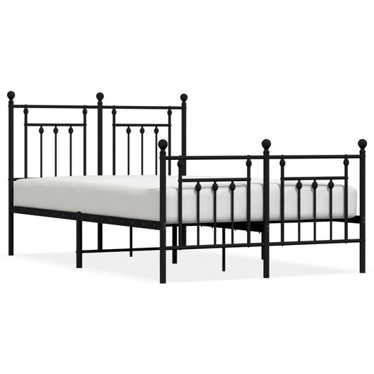 vidaXL Bed Frame | Black | Powder-Coated Steel | Double | Durable | Bed Frame