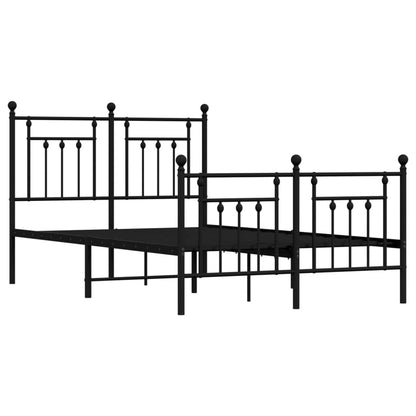 vidaXL Bed Frame | Black | Powder-Coated Steel | Double | Durable | Bed Frame