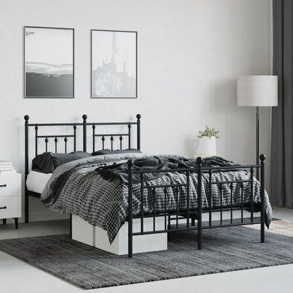 vidaXL Bed Frame | Black | Powder-Coated Steel | Double | Durable | Bed Frame