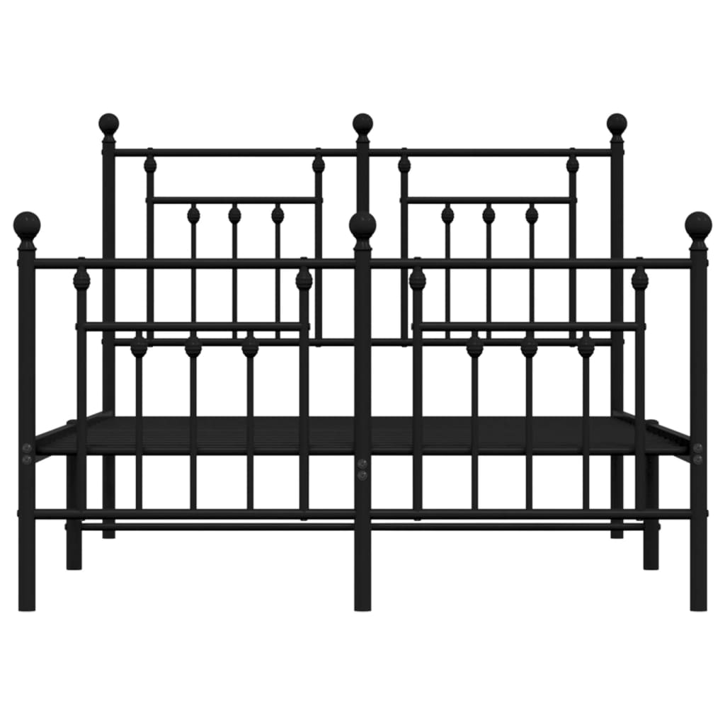 vidaXL Bed Frame | Black | Powder-Coated Steel | Double | Durable | Bed Frame