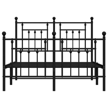vidaXL Bed Frame | Black | Powder-Coated Steel | Double | Durable | Bed Frame