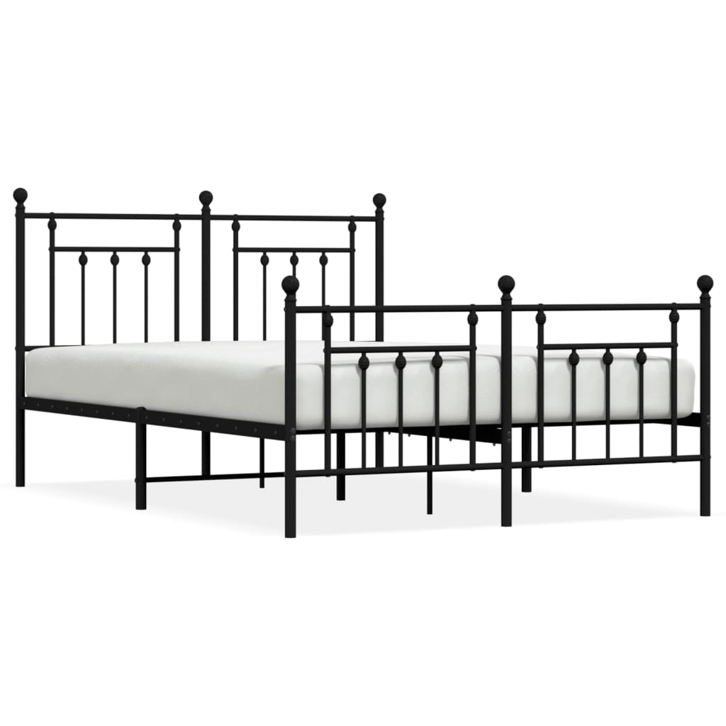 vidaXL Bed Frame | Black | Powder-coated steel | Double bed size | Bed Frame