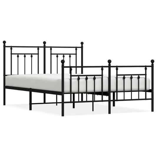 vidaXL Bed Frame | Black | Powder-coated steel | Double bed size | Bed Frame
