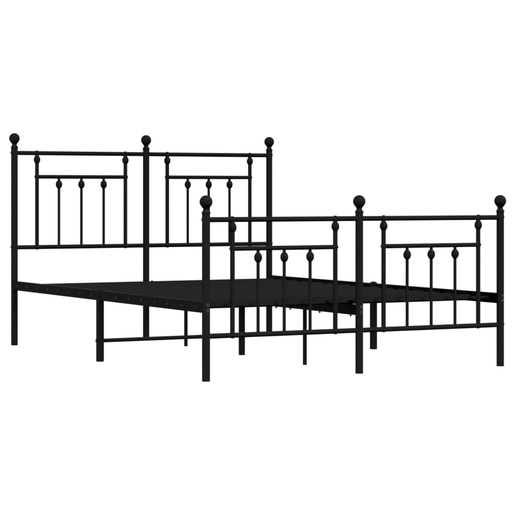vidaXL Bed Frame | Black | Powder-coated steel | Double bed size | Bed Frame