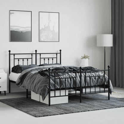 vidaXL Bed Frame | Black | Powder-coated steel | Double bed size | Bed Frame