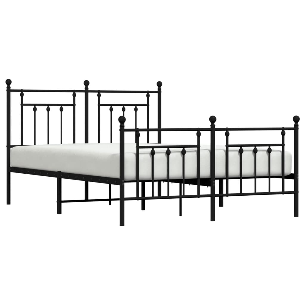 vidaXL Bed Frame | Black | Powder-coated steel | Double bed size | Bed Frame