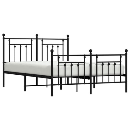 vidaXL Bed Frame | Black | Powder-coated steel | Double bed size | Bed Frame