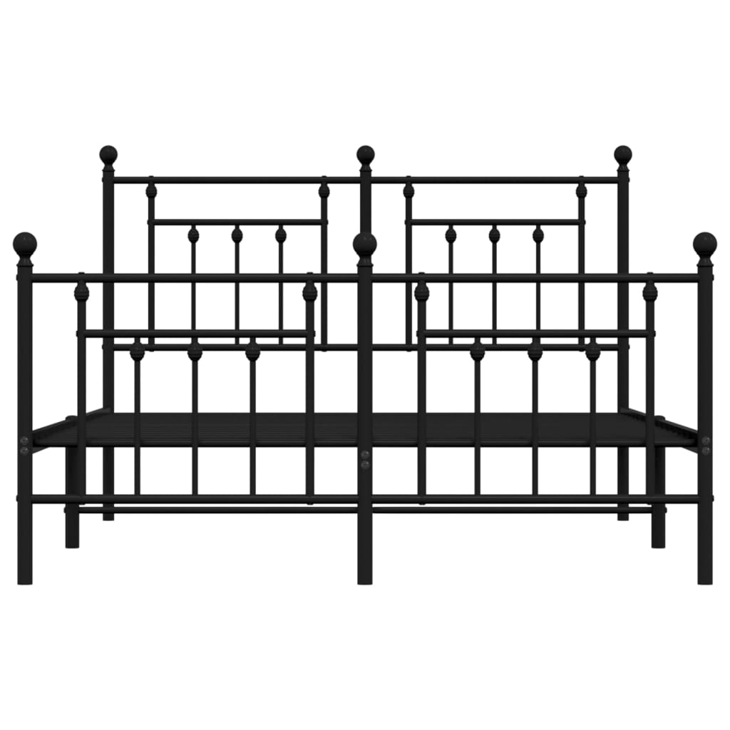 vidaXL Bed Frame | Black | Powder-coated steel | Double bed size | Bed Frame