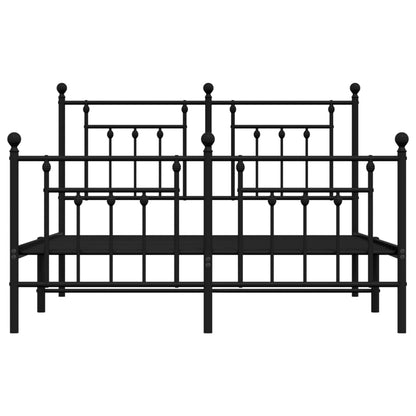 vidaXL Bed Frame | Black | Powder-coated steel | Double bed size | Bed Frame
