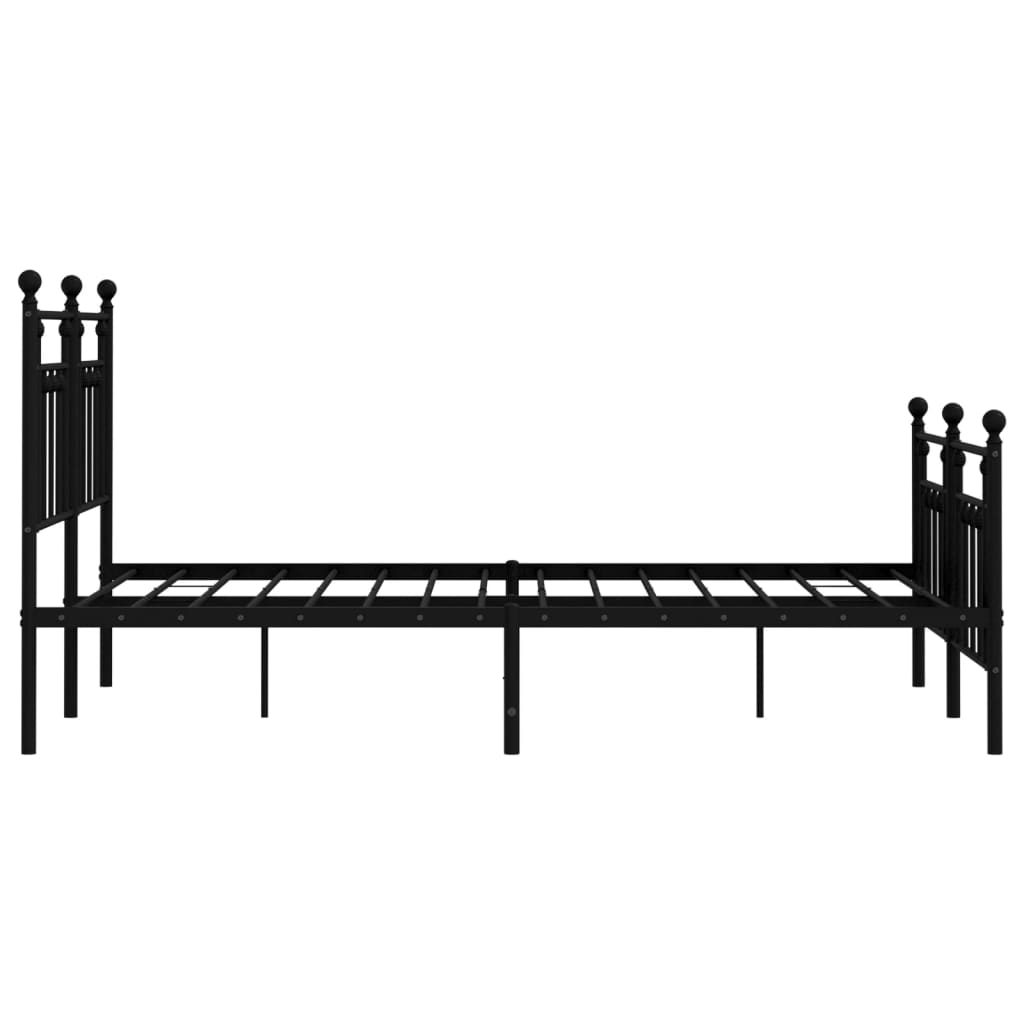 vidaXL Bed Frame | Black | Powder-coated steel | Double bed size | Bed Frame