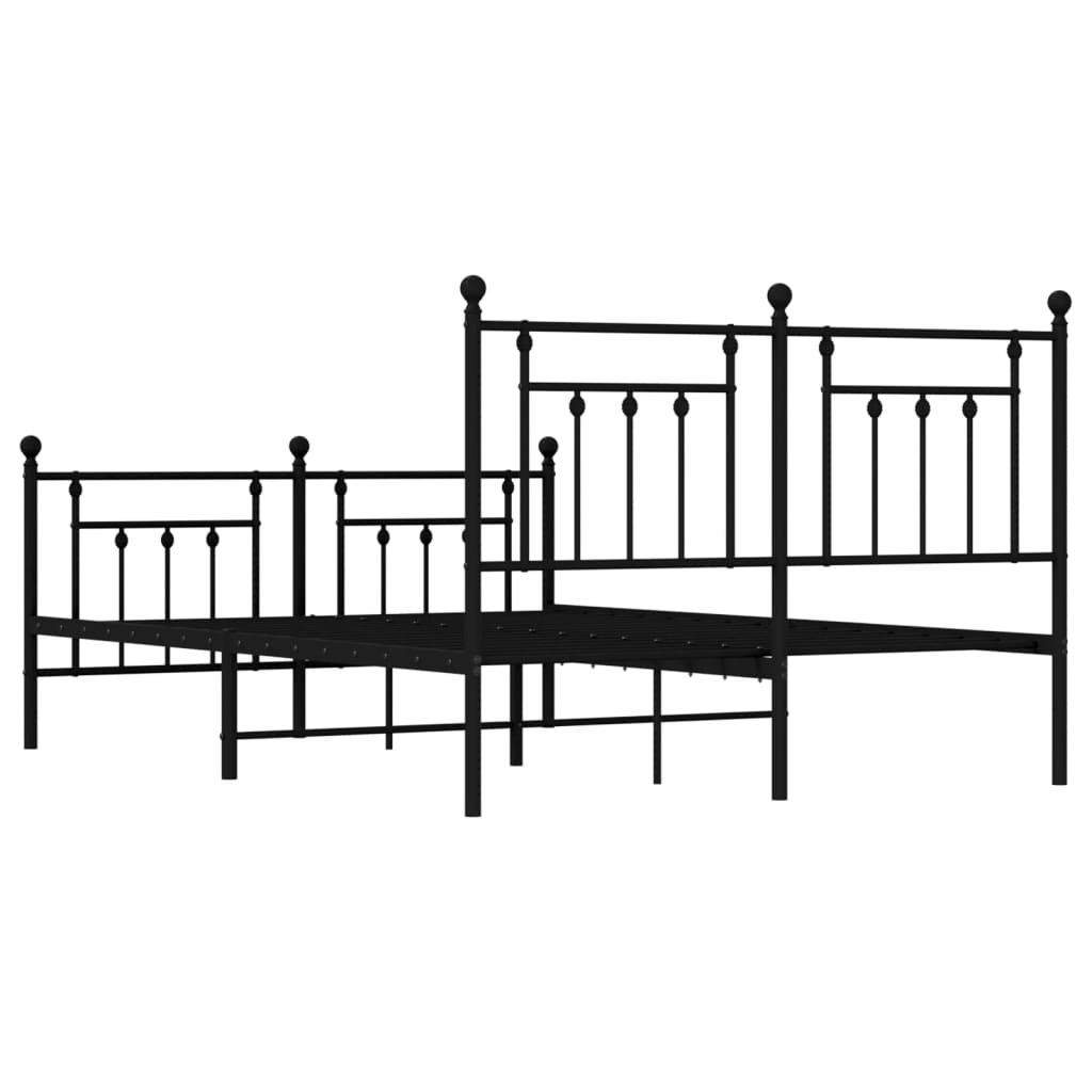 vidaXL Bed Frame | Black | Powder-coated steel | Double bed size | Bed Frame
