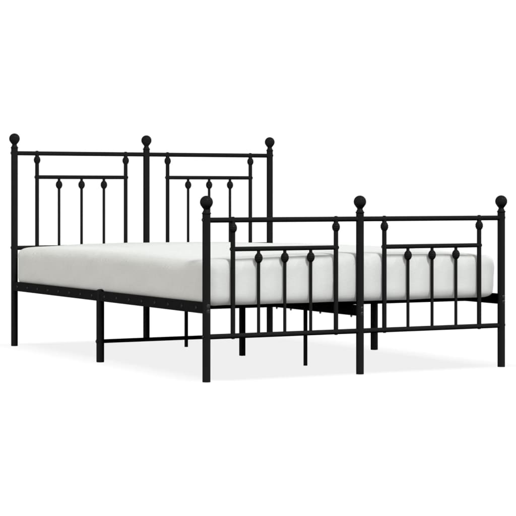 vidaXL Bed Frame | Black | Steel | Double | Bed Frame | Rectangular | Industrial