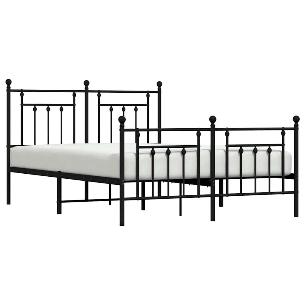 vidaXL Metal Bed Frame without Mattress with Footboard Black 150x200cm
