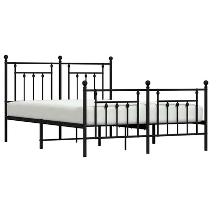 vidaXL Metal Bed Frame without Mattress with Footboard Black 150x200cm