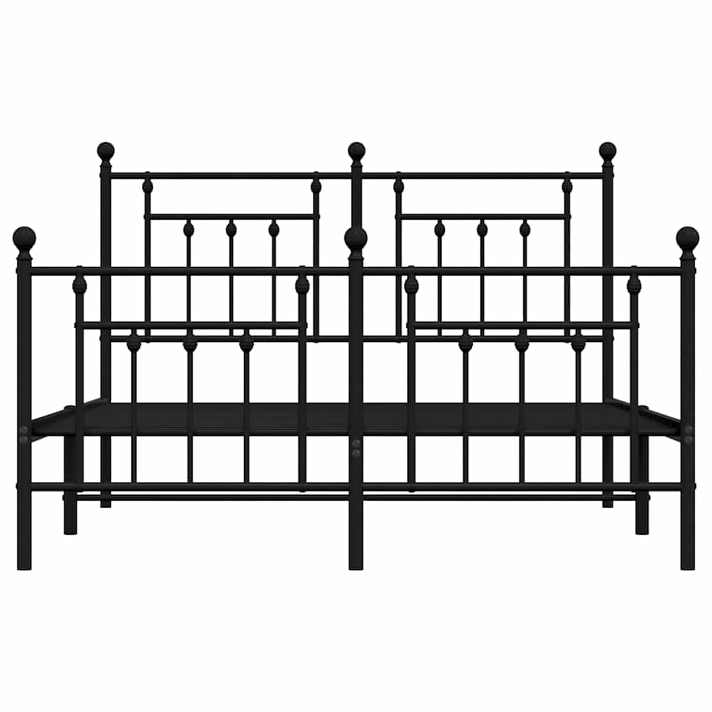 vidaXL Metal Bed Frame without Mattress with Footboard Black 150x200cm