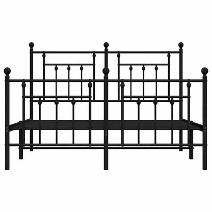 vidaXL Metal Bed Frame without Mattress with Footboard Black 150x200cm