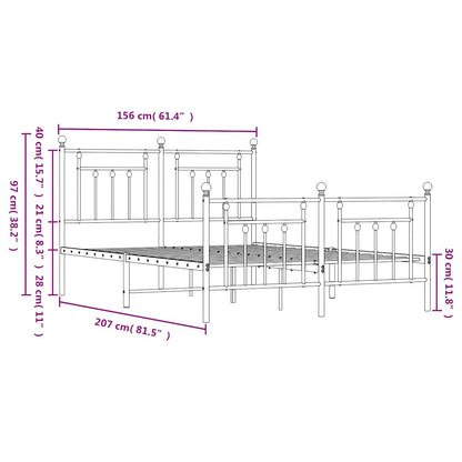 vidaXL Metal Bed Frame without Mattress with Footboard Black 150x200cm