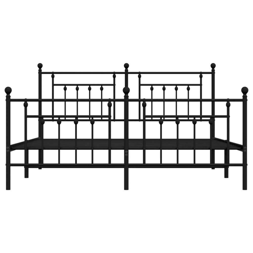 vidaXL Metal Bed Frame without Mattress with Footboard Black 180x200cm