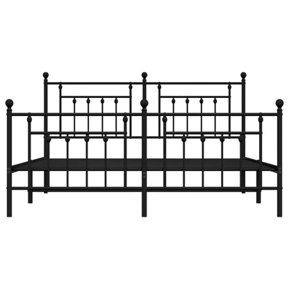 vidaXL Metal Bed Frame without Mattress with Footboard Black 180x200cm