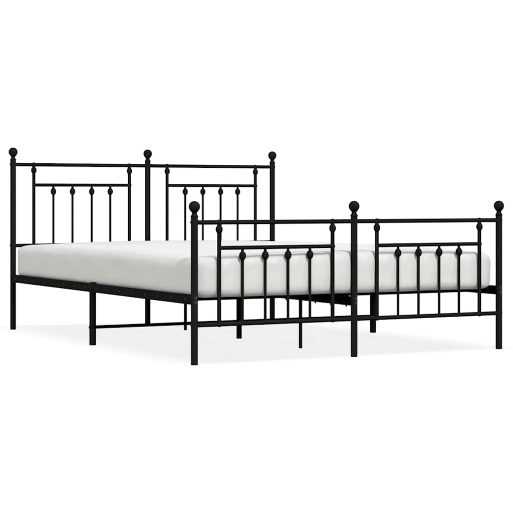 vidaXL Bed Frame | Black | Powder-Coated Steel | 183x213 cm | Bed Frame