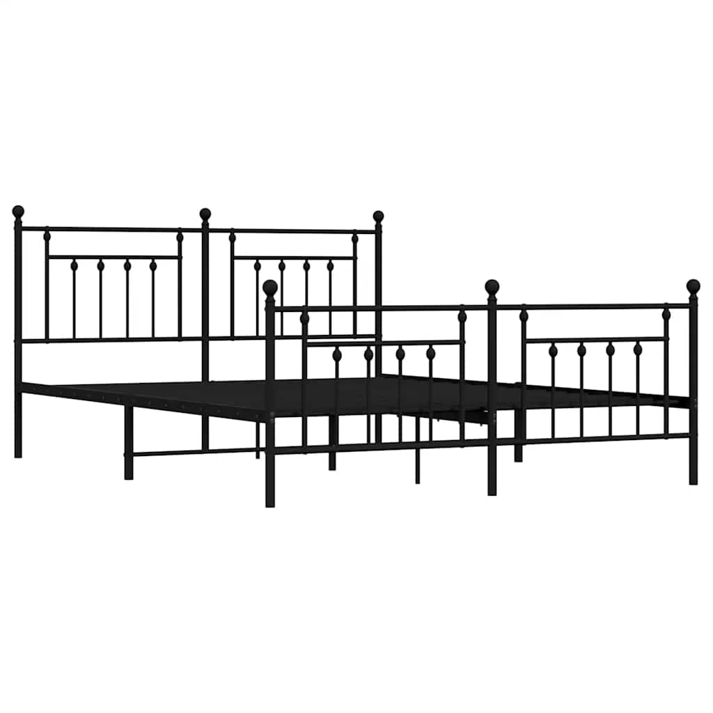 vidaXL Bed Frame | Black | Powder-Coated Steel | 183x213 cm | Bed Frame