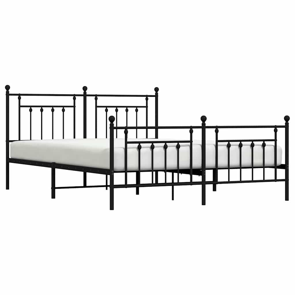 vidaXL Bed Frame | Black | Powder-Coated Steel | 183x213 cm | Bed Frame