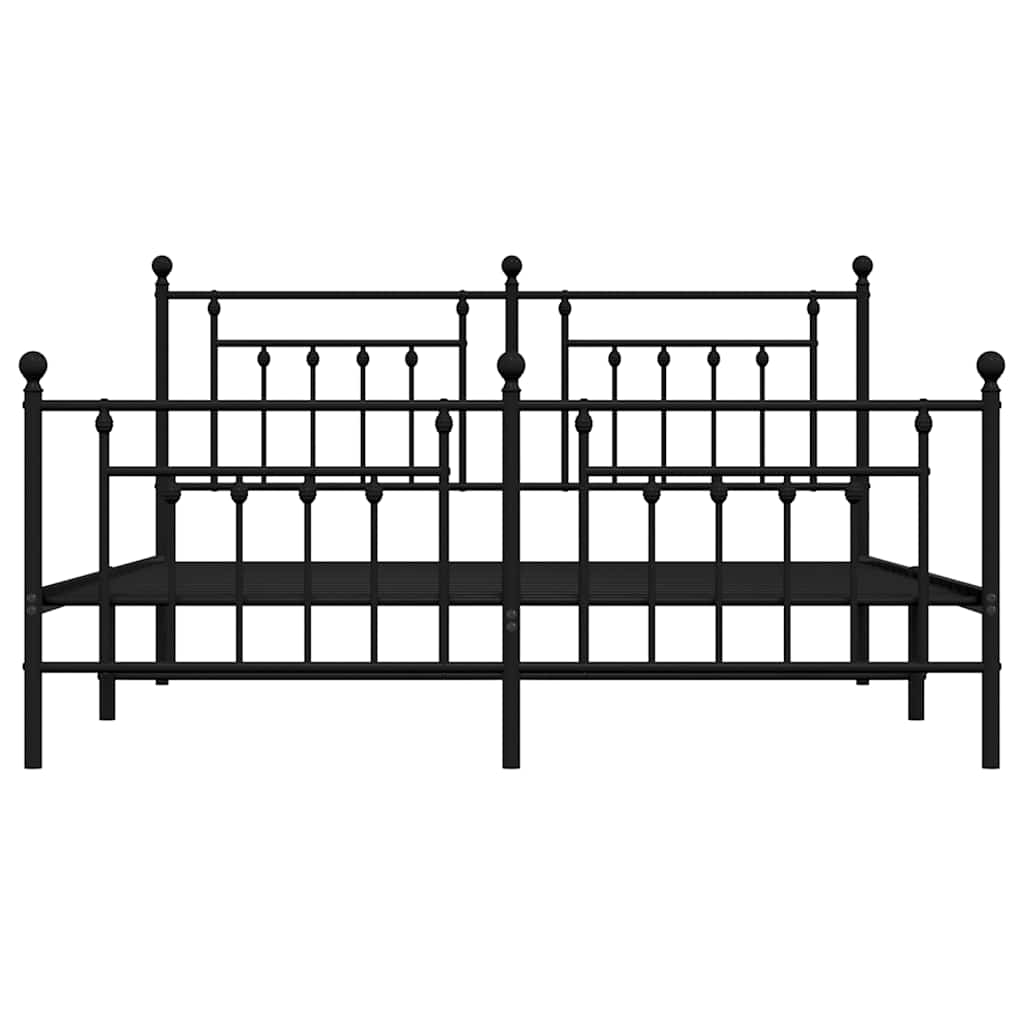 vidaXL Bed Frame | Black | Powder-Coated Steel | 183x213 cm | Bed Frame