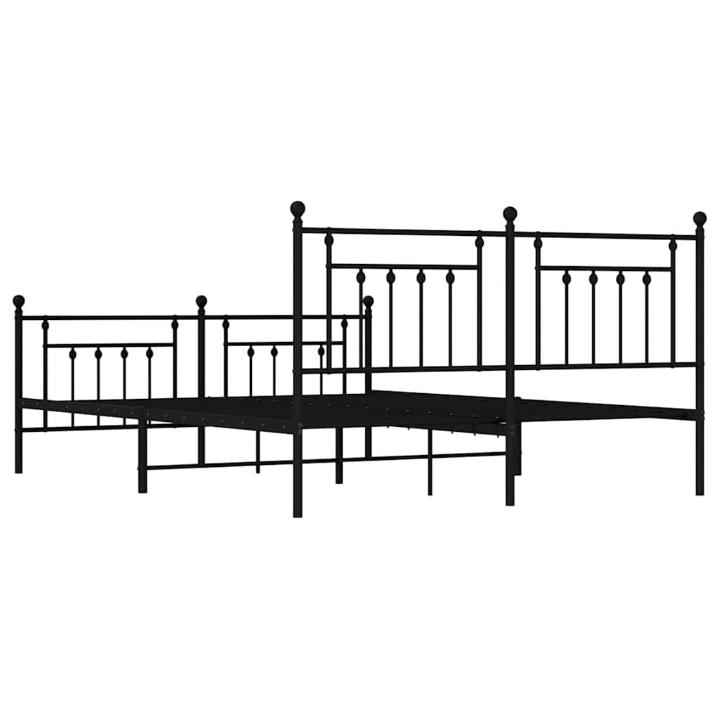vidaXL Bed Frame | Black | Powder-Coated Steel | 183x213 cm | Bed Frame