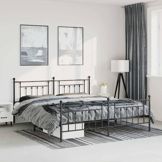 vidaXL Bed Frame | Black | Powder-Coated Steel | 183x213 cm | Bed Frame