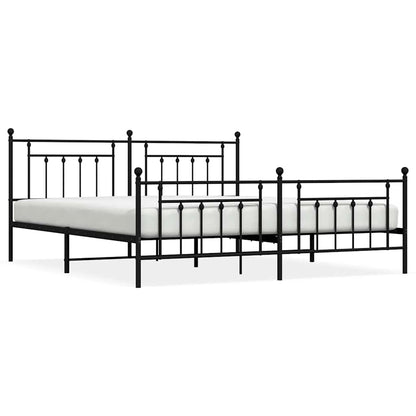 vidaXL Bed Frame | Black | Steel | Double | Bed Frame | Rectangular | Industrial