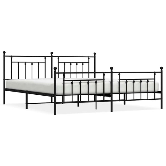 vidaXL Bed Frame | Black | Steel | Double | Bed Frame | Rectangular | Industrial