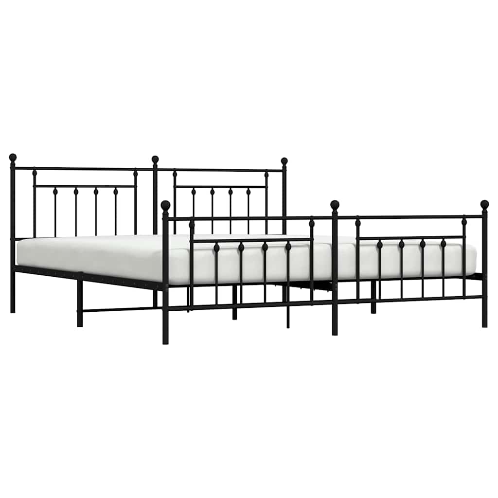 vidaXL Bed Frame | Black | Steel | Double | Bed Frame | Rectangular | Industrial