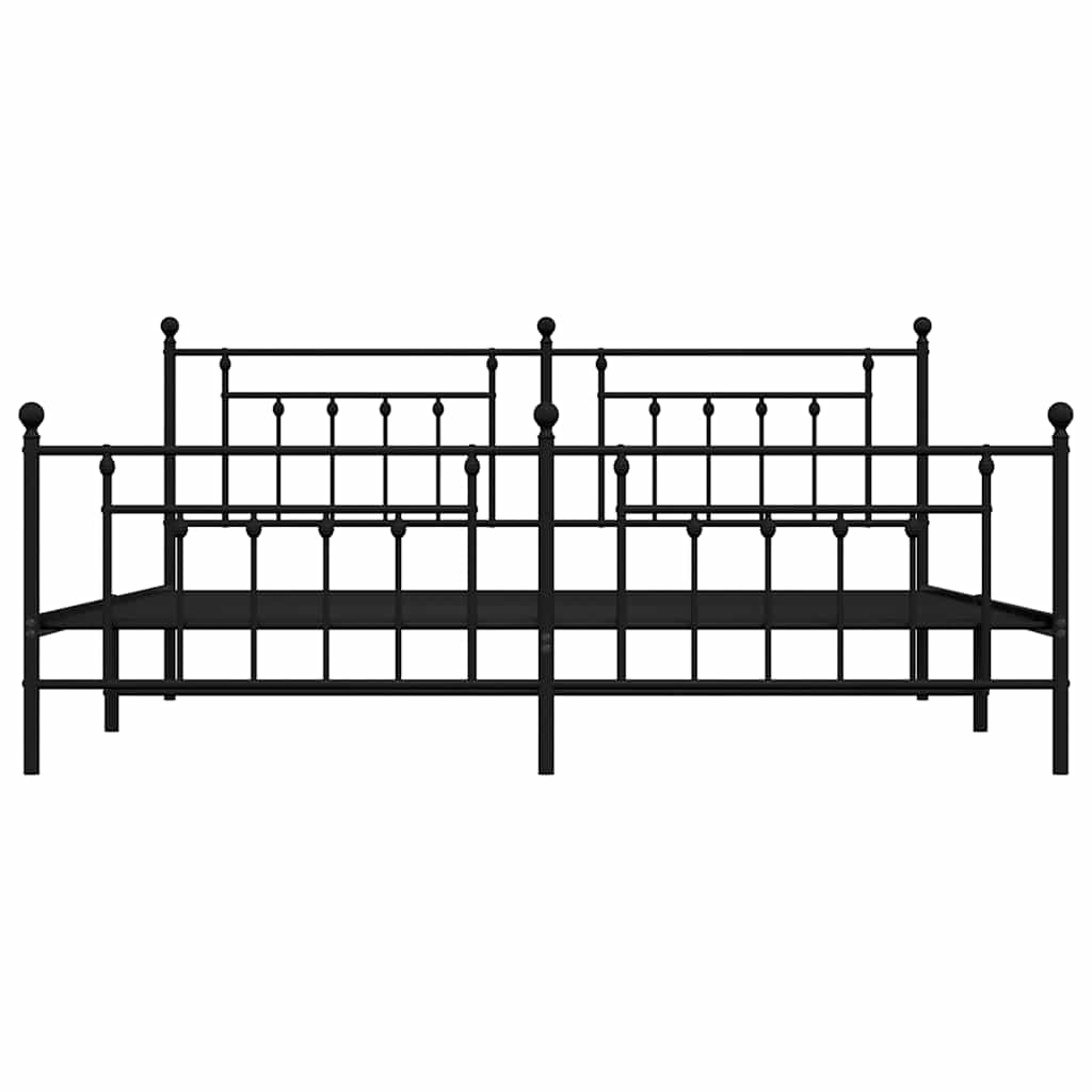 vidaXL Bed Frame | Black | Steel | Double | Bed Frame | Rectangular | Industrial